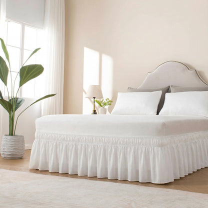 Adjustable Ruffle Bed Skirt – Easy Wrap-Around Elastic Design