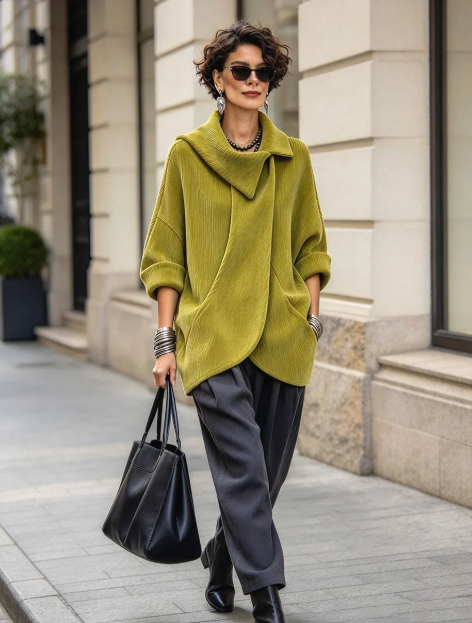 🤲LAST DAY SAVE 49% ⏰Chic Olive Green Corduroy Oversized Top+🔥Free Handbag