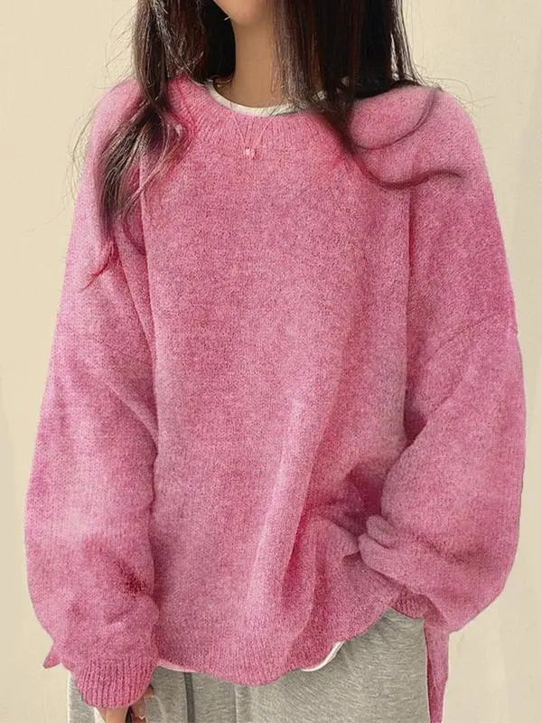 🤲Women's Drop Shoulder Split Hem Sweater