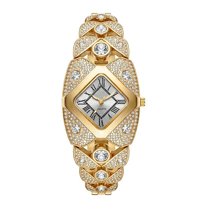 Crystal Bracelet Watch – Diamond-Shaped Dial