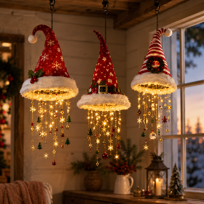 Lighted Santa Hat Hanging Decoration – Christmas LED Lights