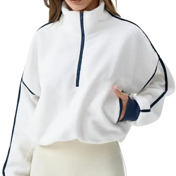 💥Women's Half-Zip Sherpa Pullover - Cozy Fleece Long Sleeve Sweatshirt