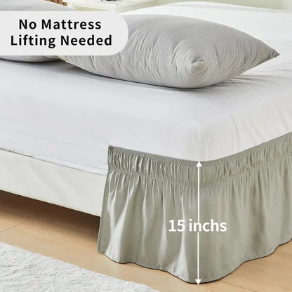 Adjustable Ruffle Bed Skirt – Easy Wrap-Around Elastic Design