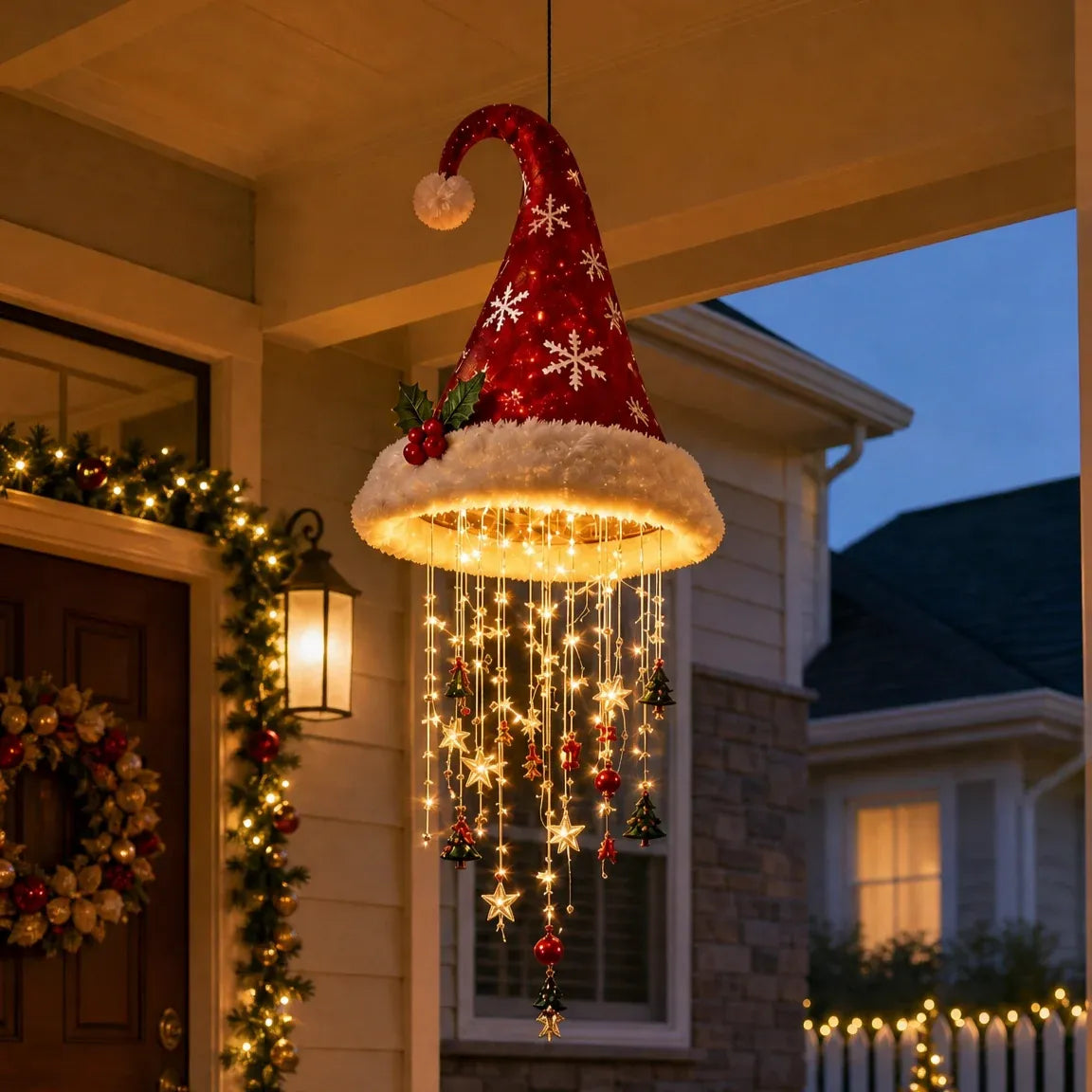 Lighted Santa Hat Hanging Decoration – Christmas LED Lights