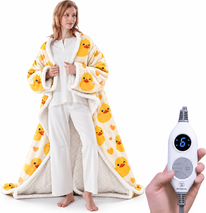 🤲🔥Wearable Heated Blanket with Foot Pocket Sherpa🔥Overheat Protection & Auto Shut-Off