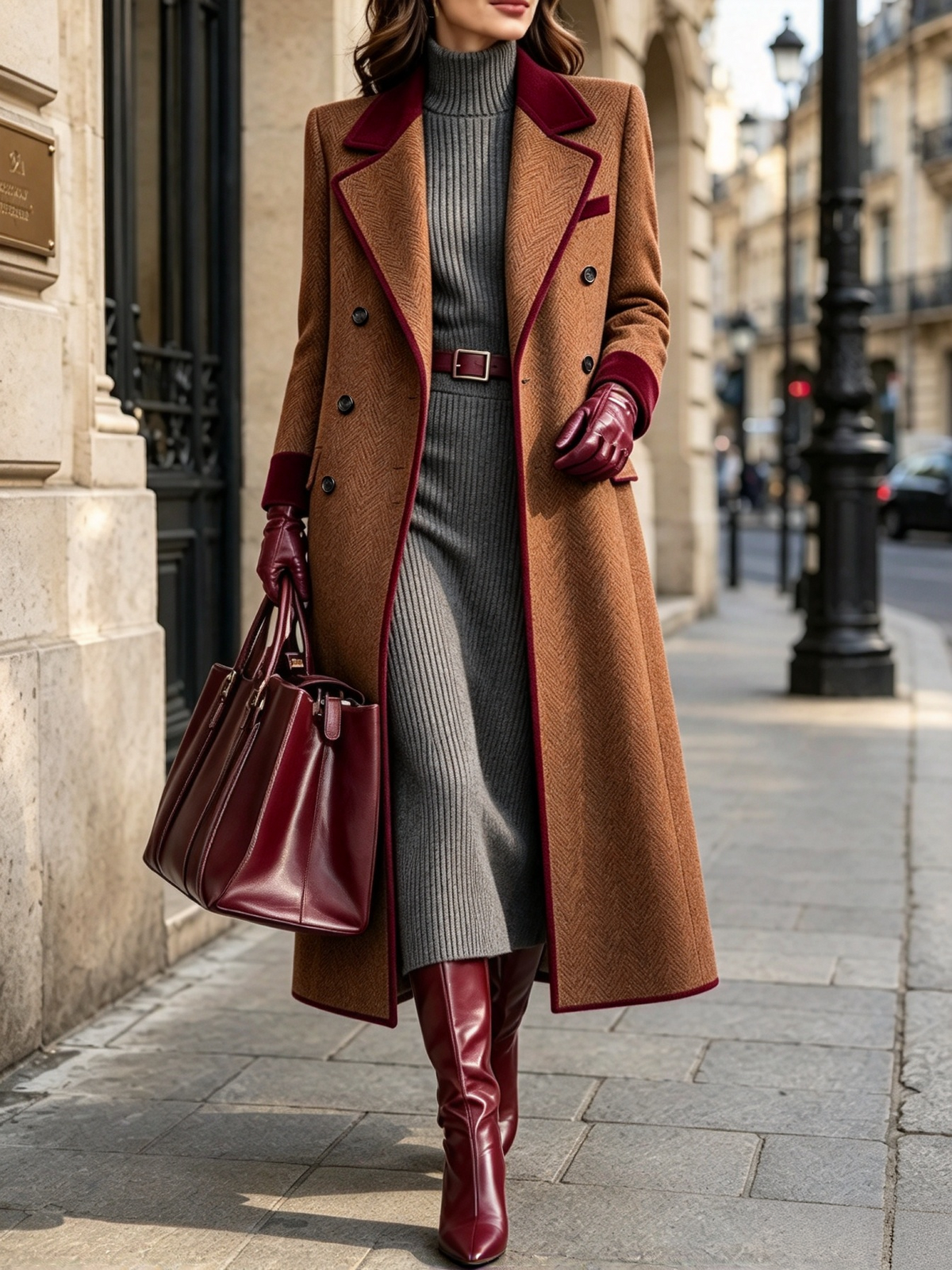 🤲LAST DAY SAVE 49% ⏰Elegant Herringbone Wool-blend Long Coat