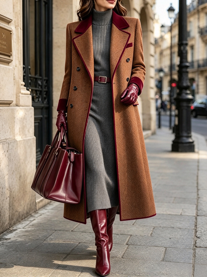 🤲LAST DAY SAVE 49% ⏰Elegant Herringbone Wool-blend Long Coat