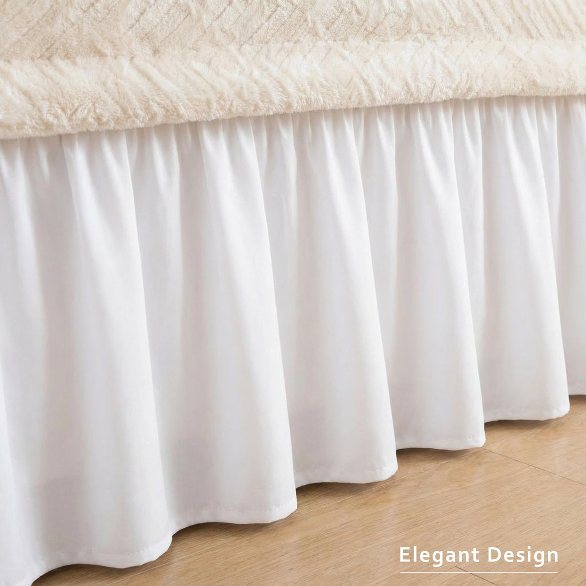 Adjustable Ruffle Bed Skirt – Easy Wrap-Around Elastic Design