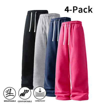 Men's 4-Pack Wide-Leg Sweatpants | Ultra-Soft Casual Athletic Pants