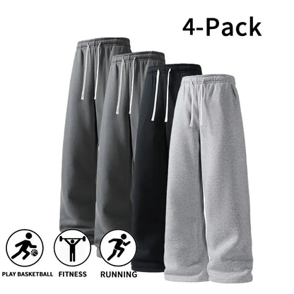 Men's 4-Pack Wide-Leg Sweatpants | Ultra-Soft Casual Athletic Pants
