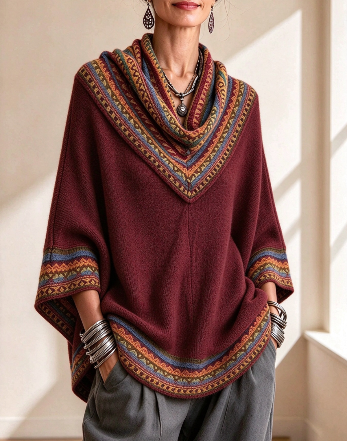 🤲LAST DAY SAVE 49% ⏰Boho Cozy Mustard Yellow Oversized Raped Cowl Knit Top