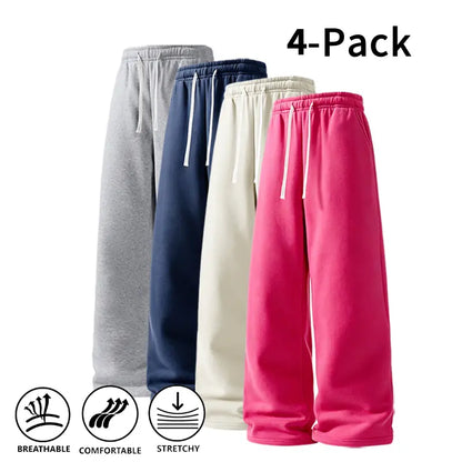 Men's 4-Pack Wide-Leg Sweatpants | Ultra-Soft Casual Athletic Pants