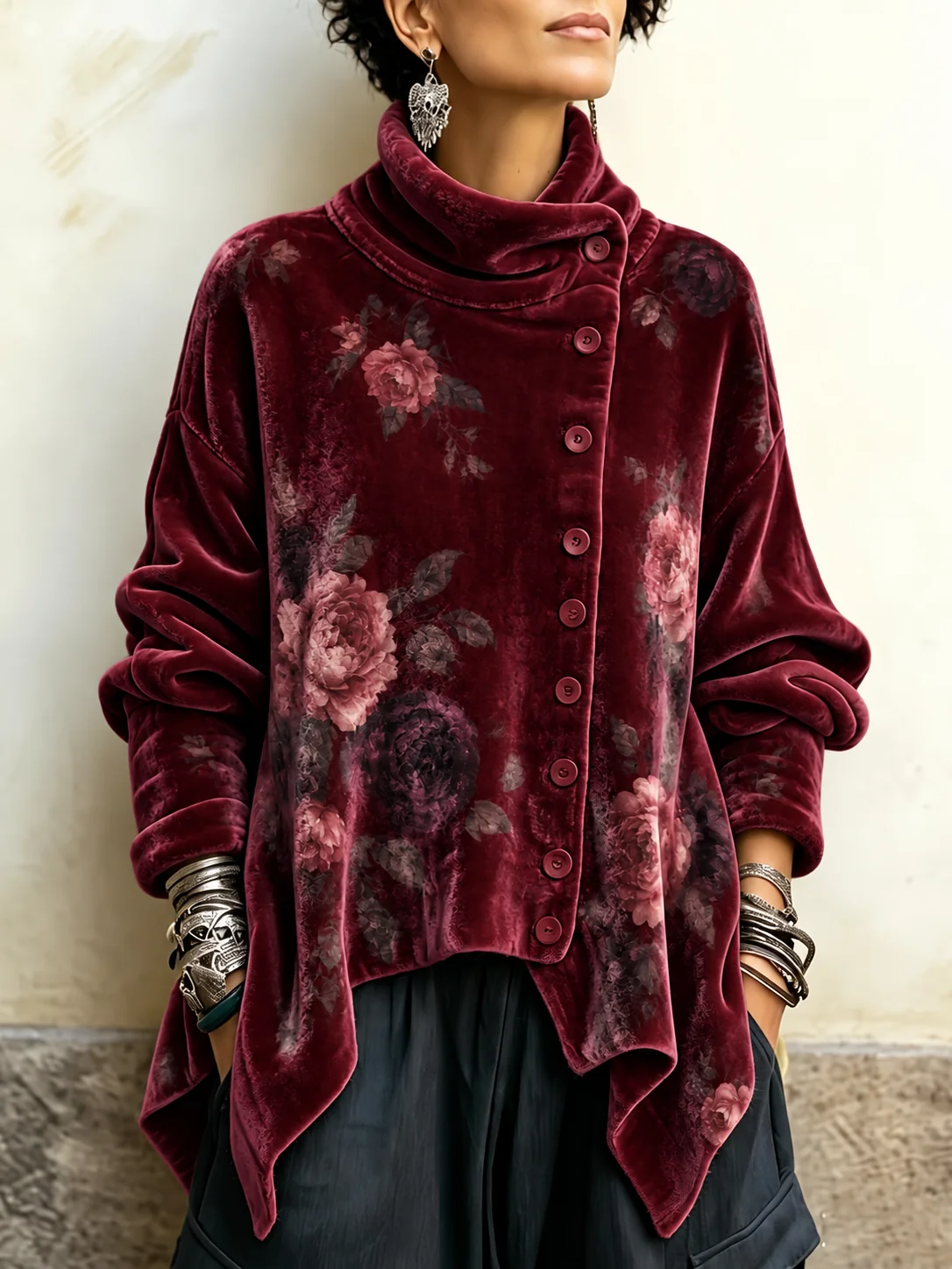 🤲LAST DAY SAVE 49% 🌸🤎 Colorful Velvet Asymmetrical Top