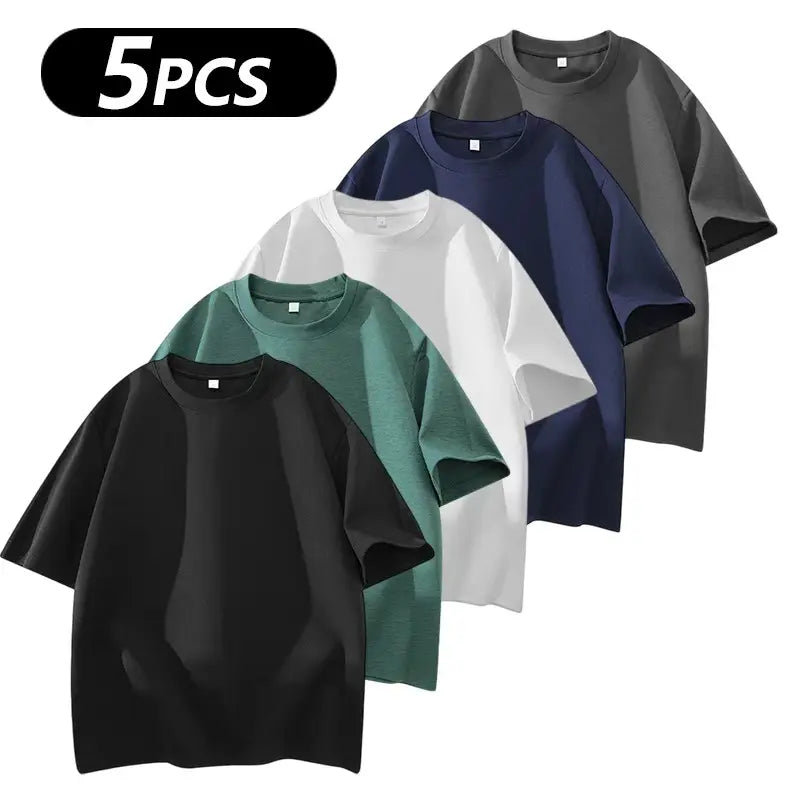 Men's 5-Pack Cotton Crew Neck T-Shirts | Soft Casual Basic Tees