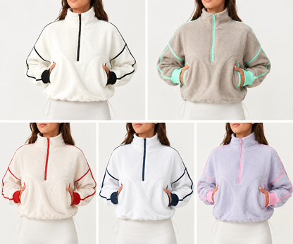 💥Women's Half-Zip Sherpa Pullover - Cozy Fleece Long Sleeve Sweatshirt