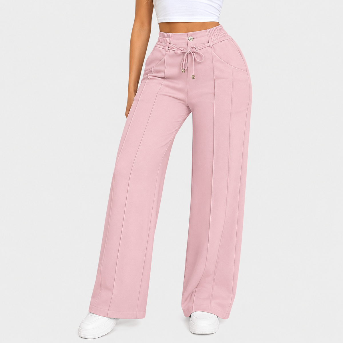 🤲⚡New Summer Drawstring High Waist Wide Leg Pants