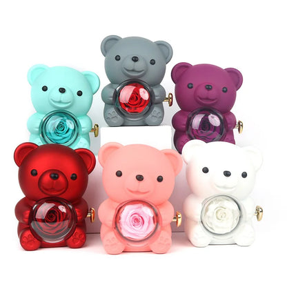 🧸 Rose Teddy Bear Jewelry Box with Necklace