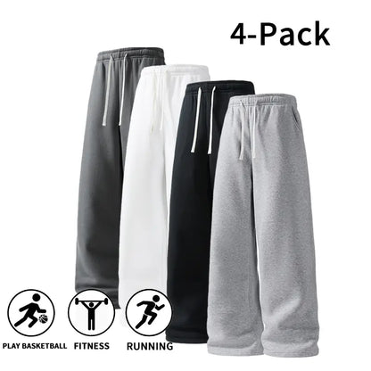 Men's 4-Pack Wide-Leg Sweatpants | Ultra-Soft Casual Athletic Pants