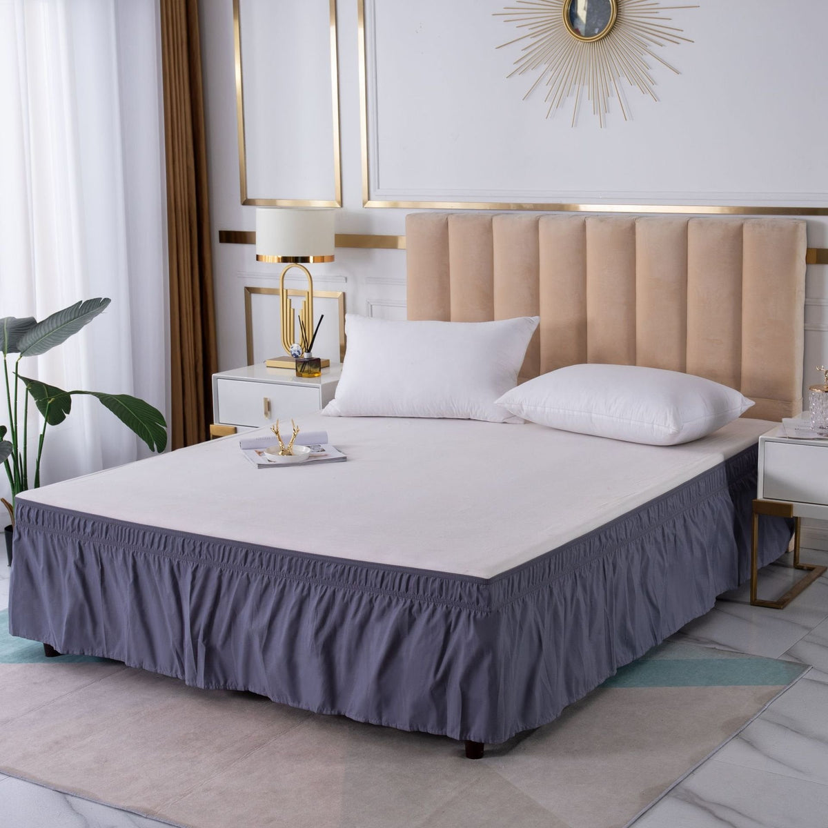 Adjustable Ruffle Bed Skirt – Easy Wrap-Around Elastic Design