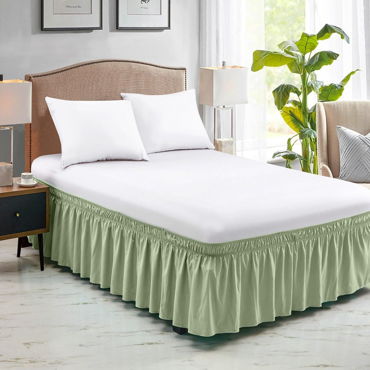 Adjustable Ruffle Bed Skirt – Easy Wrap-Around Elastic Design