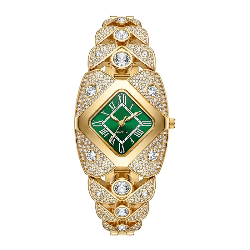 Crystal Bracelet Watch – Diamond-Shaped Dial