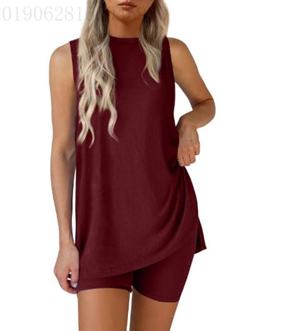 Women's Sleeveless Lounge Set – Casual Two Piece Shorts Outfit