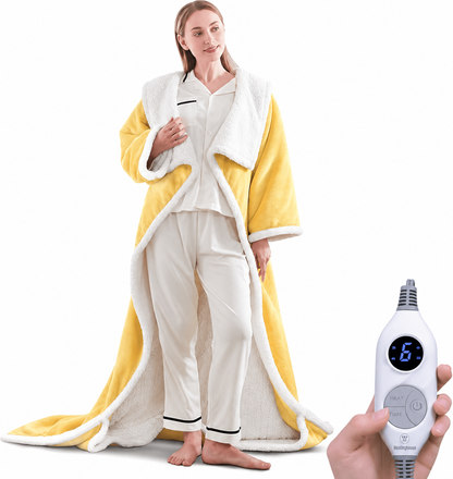 🤲🔥Wearable Heated Blanket with Foot Pocket Sherpa🔥Overheat Protection & Auto Shut-Off