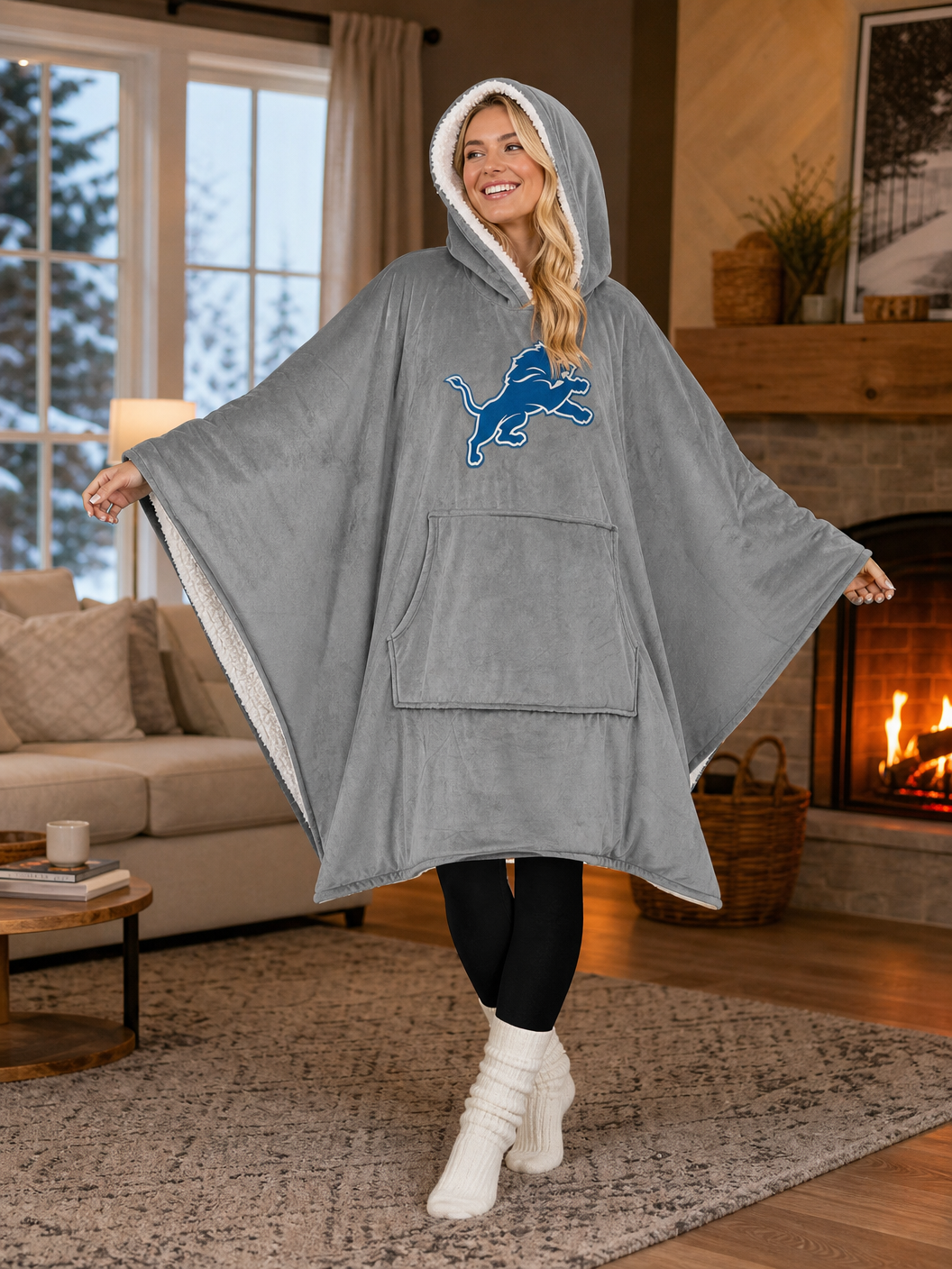 🌸🔥New Arrival🛌Wearable Hooded Blanket with Logo Patch, 60" x 80"🧶