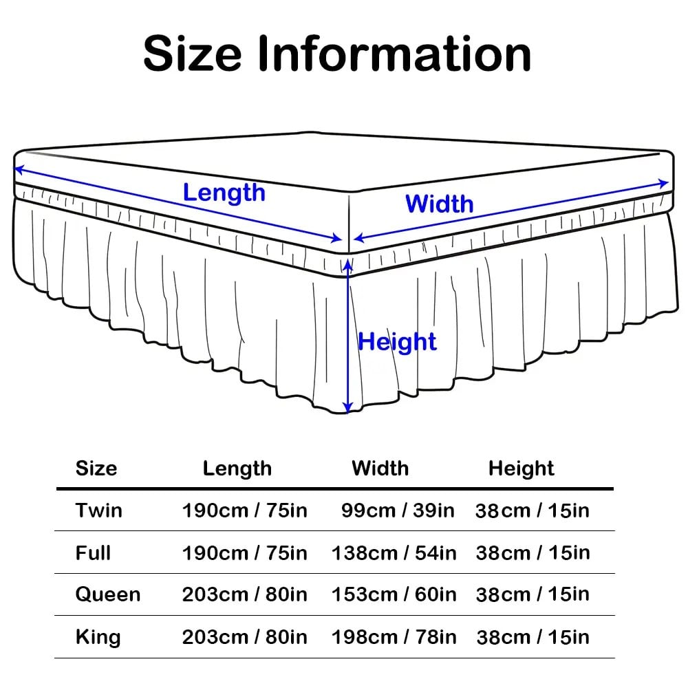 Adjustable Ruffle Bed Skirt – Easy Wrap-Around Elastic Design