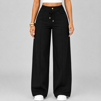🤲⚡New Summer Drawstring High Waist Wide Leg Pants