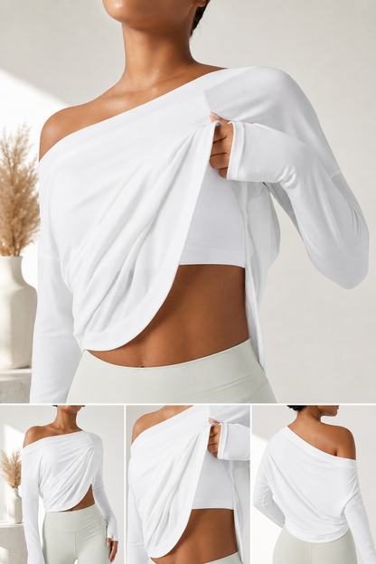 Hot Deal！🤍 One Shoulder Yoga Top with Built-in Bra ✨