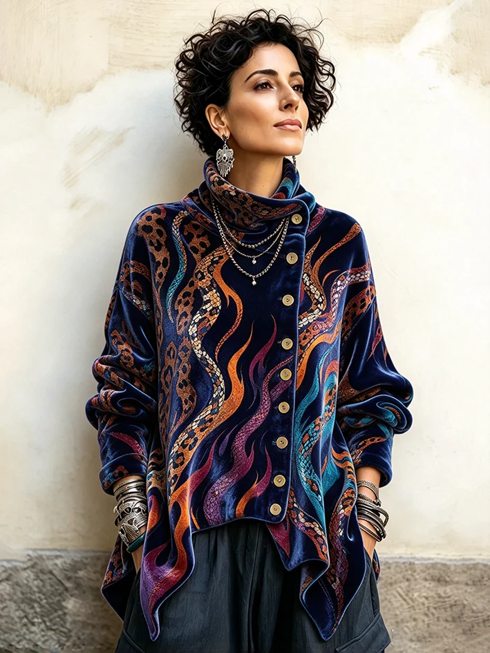 🤲LAST DAY SAVE 49% 🌸🤎 Polka Dot Velvet Cowl Neck Tunic