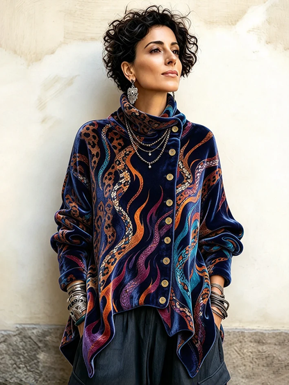 🤲LAST DAY SAVE 49% 🌸Women's Vintage Paisley Velvet Cowl Neck Top