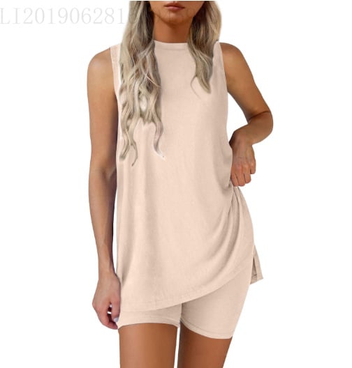 Women's Sleeveless Lounge Set – Casual Two Piece Shorts Outfit