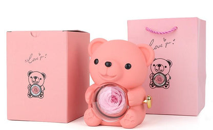 🧸 Rose Teddy Bear Jewelry Box with Necklace