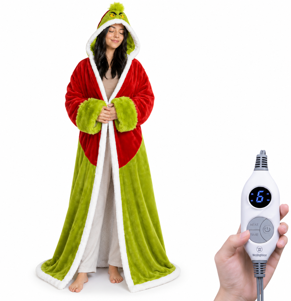 🤲🔥Wearable Heated Blanket with Foot Pocket Sherpa🔥Overheat Protection & Auto Shut-Off