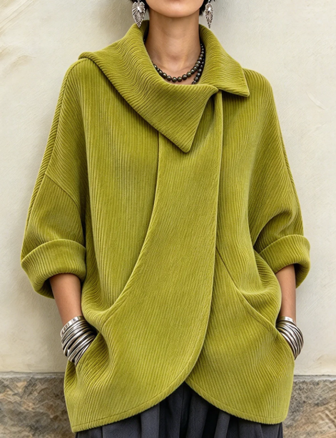 🤲LAST DAY SAVE 49% ⏰Chic Olive Green Corduroy Oversized Top+🔥Free Handbag