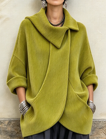 🤲LAST DAY SAVE 49% ⏰Chic Olive Green Corduroy Oversized Top+🔥Free Handbag
