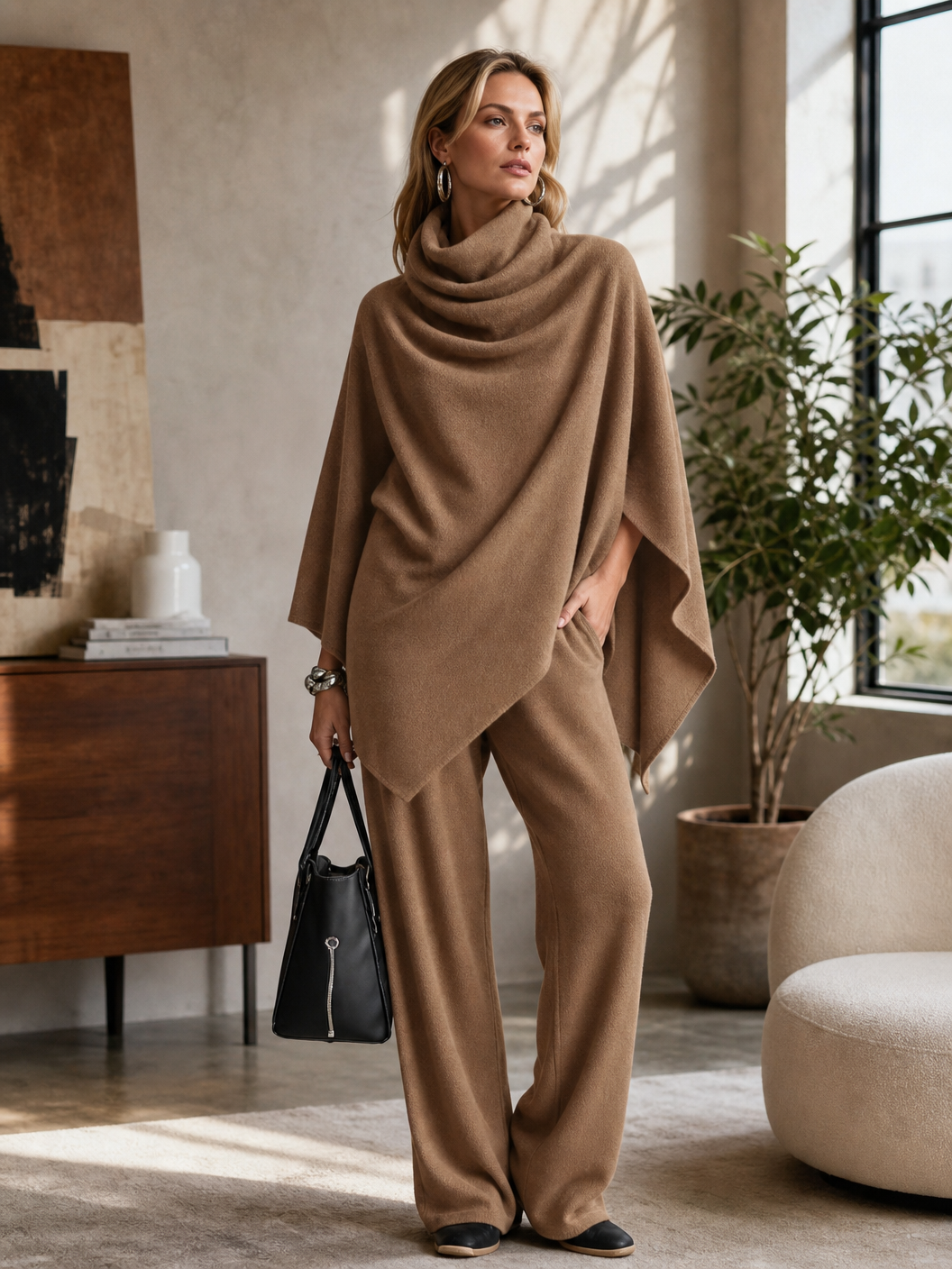 🌸🌸💫New Arrival | Women's 2-Piece Cowl Neck Cape Pants Set 🔥