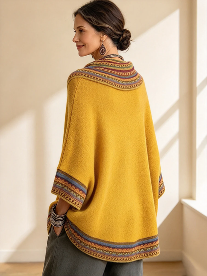 🤲LAST DAY SAVE 49% ⏰Boho Cozy Mustard Yellow Oversized Raped Cowl Knit Top