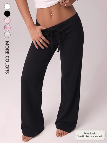💥Limited Time Offer | Women's Low-Rise Flare Sweatpants - Soft Stretch Drawstring Y2K Pants