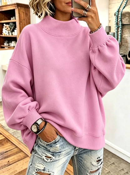 🤲LAST DAY SAVE 49% ⏰Cozy Pink High-neck Oversized Sweatshirt