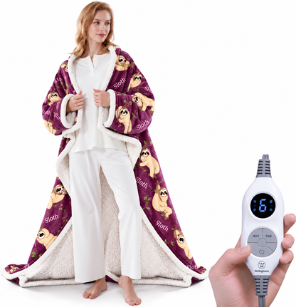 🤲🔥Wearable Heated Blanket with Foot Pocket Sherpa🔥Overheat Protection & Auto Shut-Off