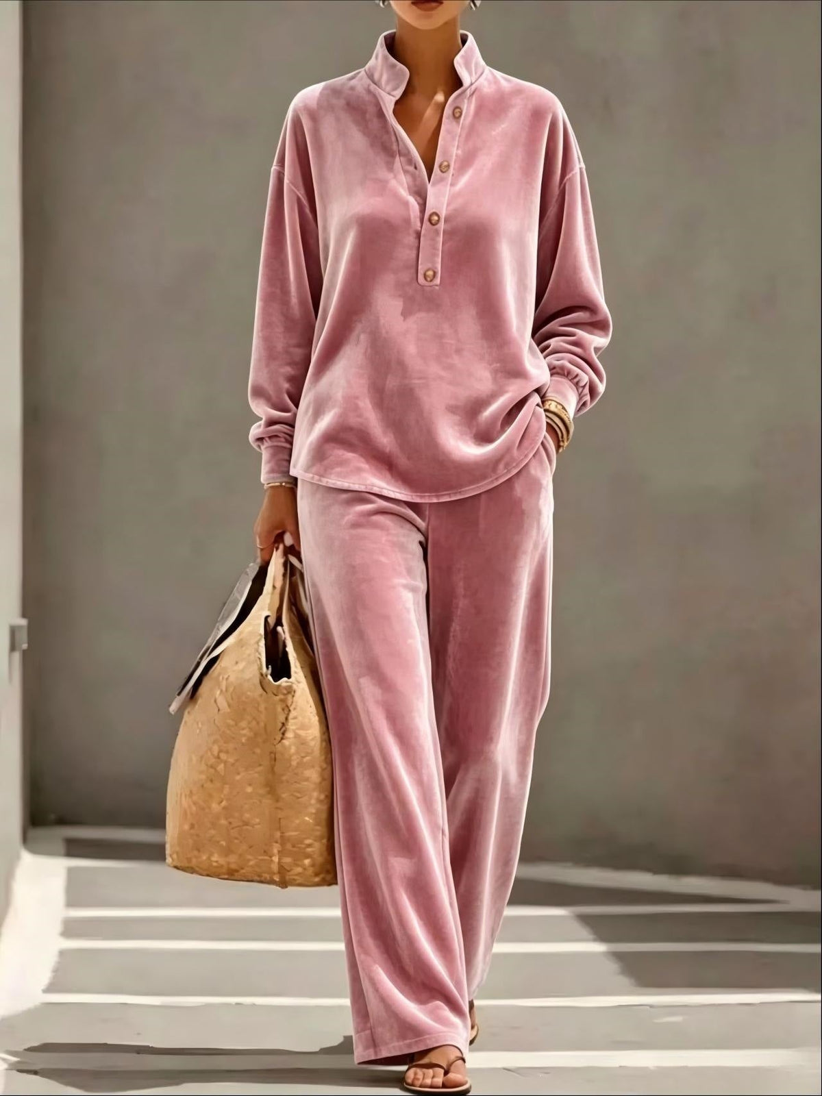 🤲New Arrivals🔥Loose And Cozy Velvet Two-piece Set (top And Pants)