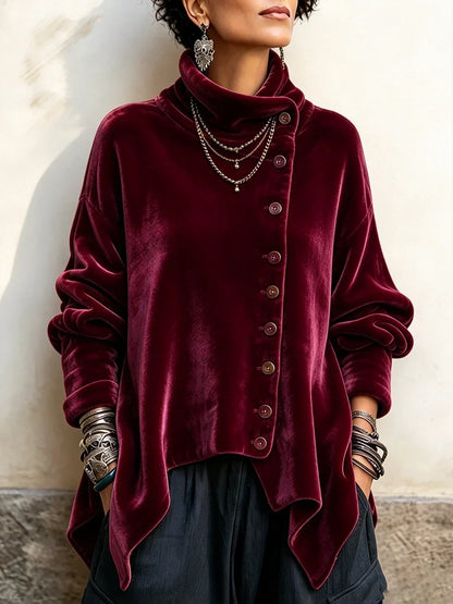 🤲LAST DAY SAVE 49% 🌸 Paisley Velvet Button-Up Top – Luxe, Flattering & Effortlessly Chic