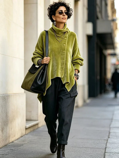🤲LAST DAY SAVE 49% 🌸🤎 Polka Dot Velvet Cowl Neck Tunic