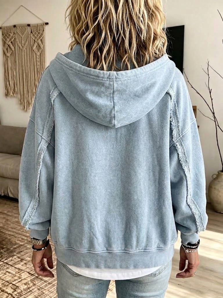 🤲LAST DAY SAVE 49% ⏰Casual Raw-edge Zip-up Hoodie