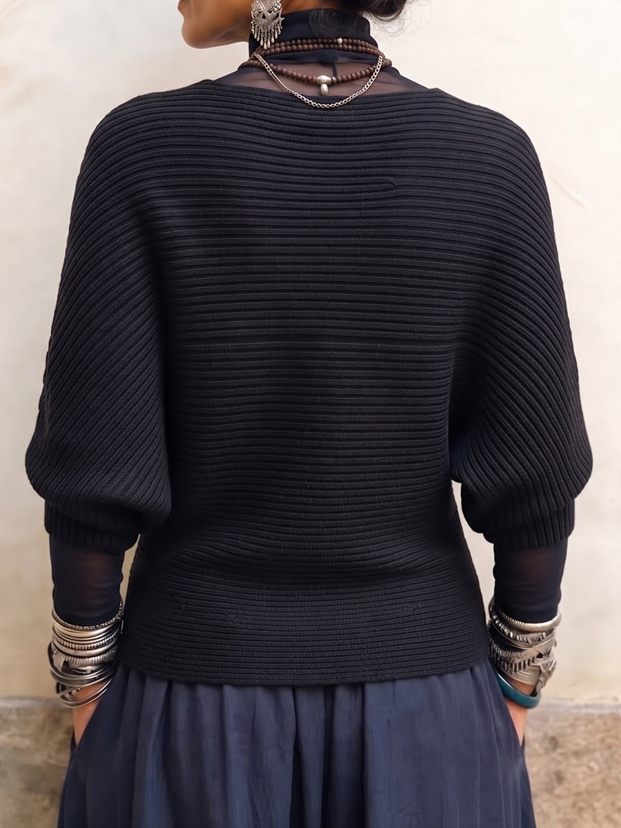 🤲LAST DAY SAVE 49% ⏰Artistic Interwoven Ribbed Batwing Knit Sweater