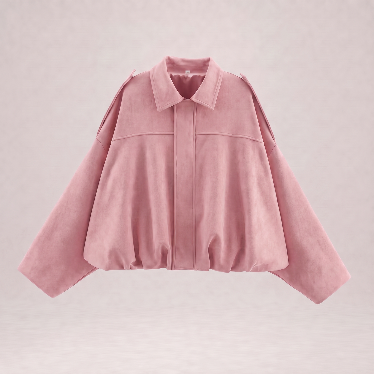 Women's Cropped Faux Suede Jacket | Oversized Casual Zip-Up Jacket