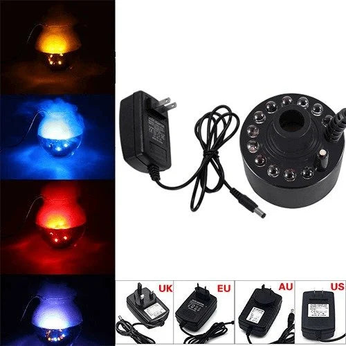12-LED Ultrasonic Mist Maker – Color-Changing Fogger for Halloween & Decor